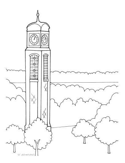 GVSU Coloring Page of the Cook Carillon Tower